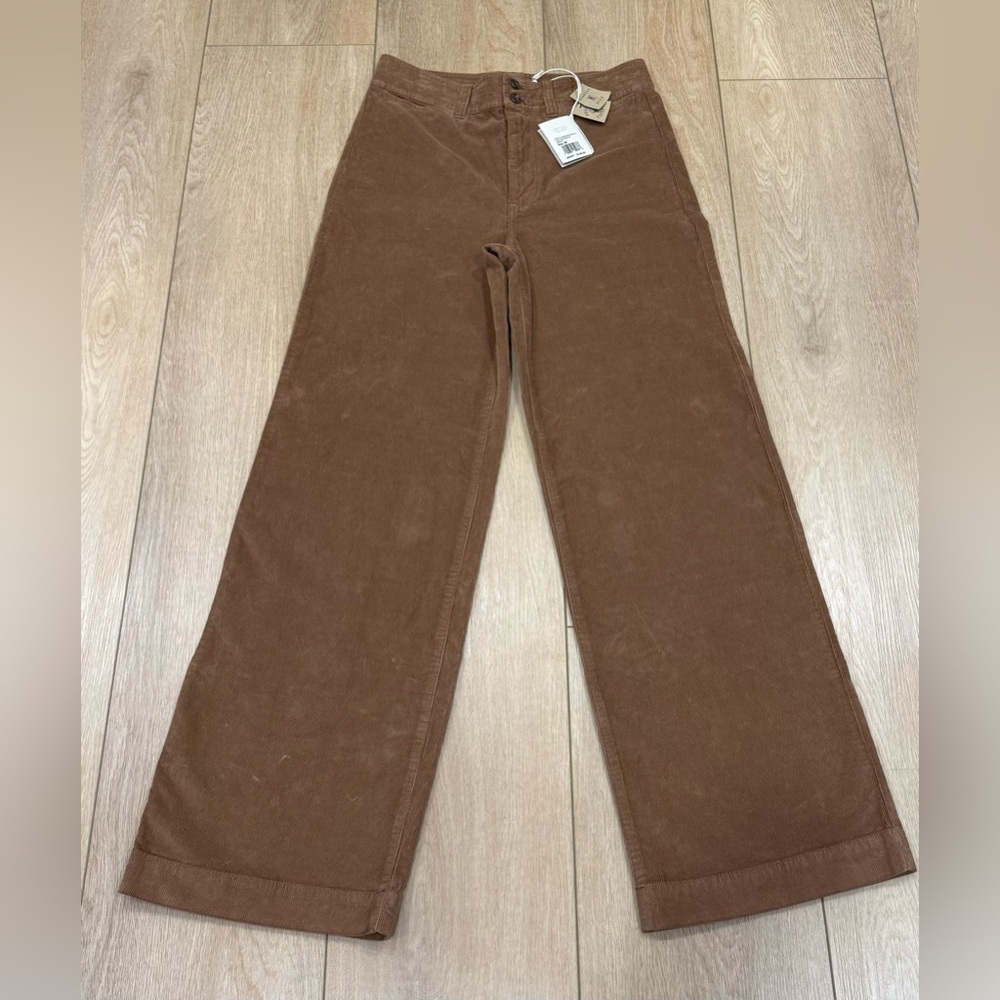Faherty Women’s Stretch Corduroy Wide Leg Pants Brown Organic Cotton
